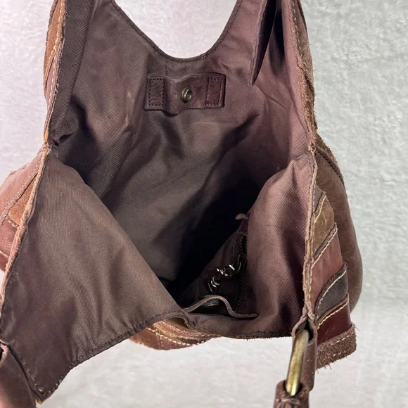 Pelle Studio 1970’s Leather Retro Brown Vintage Patchwork Purse Hobo Bag - Picture 12 of 13